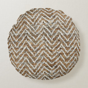 Chic mocha mousse chevron pattern round pillow