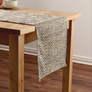 Chic mocha mousse cream chevron pattern short table runner