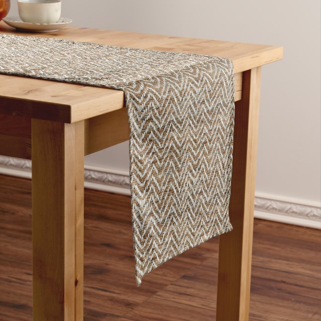 Chic mocha mousse cream chevron pattern short table runner (In Situ)