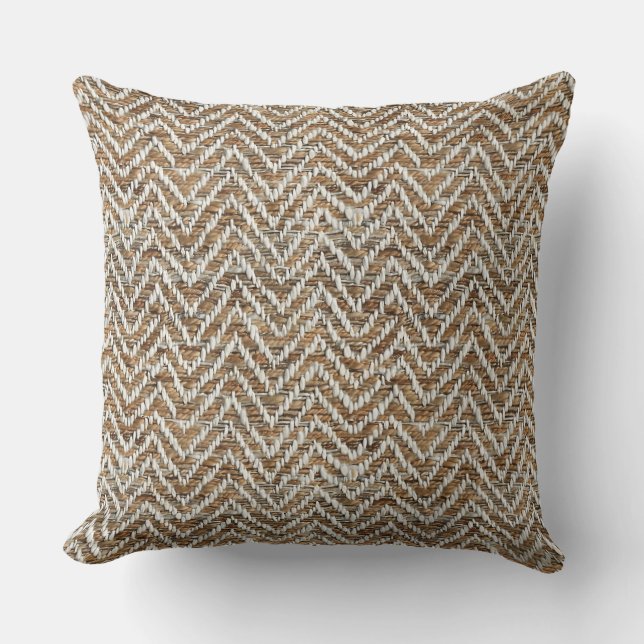 Chic mocha mousse cream chevron throw pillow (Front)