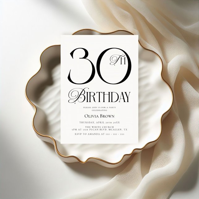 Chic Modern 30th Birthday Party Invitation (Creator Uploaded)