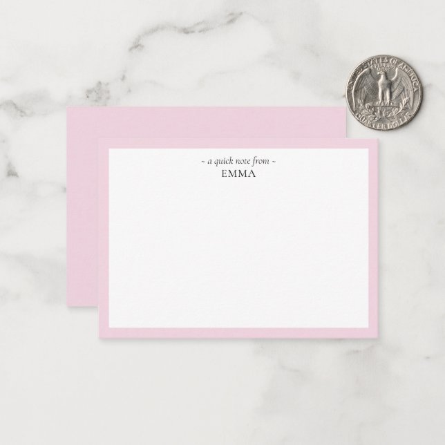 Chic Modern 'A Quick Note From' Note Card (Front/Back In Situ)
