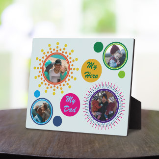 Chic Modern Abstract Circle Trendy Photo Collage Plaque