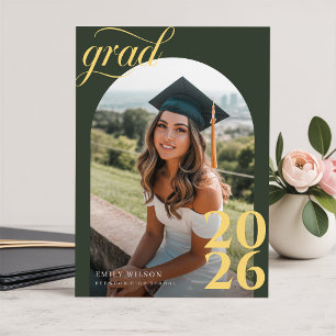 Chic Modern Arch Photo Graduation Party Invitation Postcard