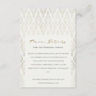 CHIC MODERN ART DECO SILVER IVORY WEDDING DETAILS ENCLOSURE CARD