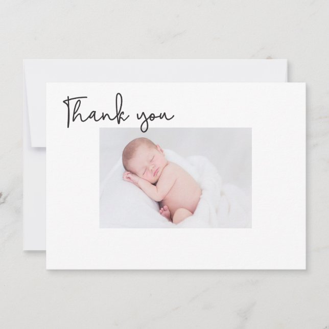 Chic Modern Baptism Baby thank you card (Front)