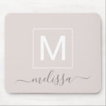 Chic modern beige monogram name mouse pad<br><div class="desc">Chic modern beige monogram name mouse pad. Simple,  clean monogrammed personalized desk name plate with your name initials,  name,  and title. Font and text colours are fully customizable.</div>