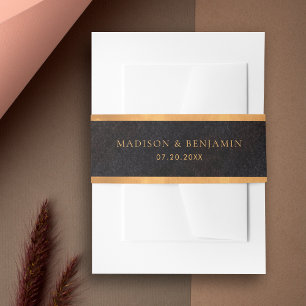 Chic Modern Black and Gold Diamond Elegant Wedding Invitation Belly Band