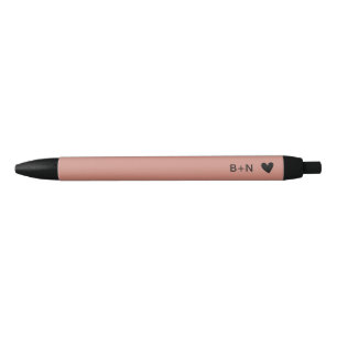 Chic Modern Black and Pink Heart Writing Black Ink Pen