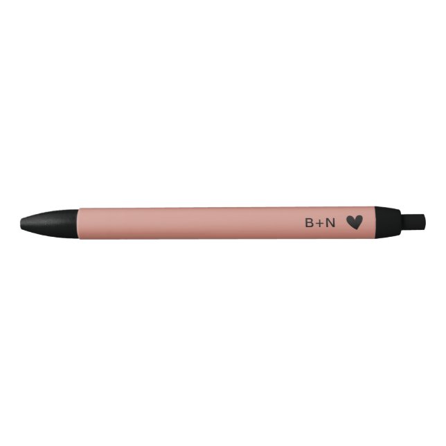Chic Modern Black and Pink Heart Writing Black Ink Pen (Front)