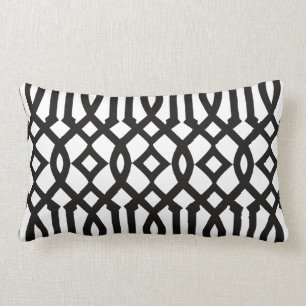 Chic Modern Black and White Trellis Pattern Lumbar Pillow