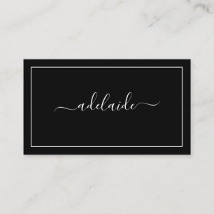 Chic Modern black hair stylist script signature Business Card