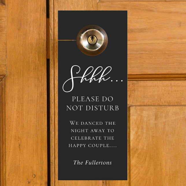 Chic Modern Black Wedding Do Not Disturb & Welcome Door Hanger (Creator Uploaded)