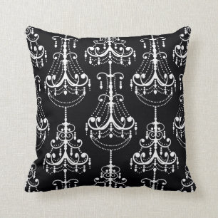 Chic Modern Black & White Chandelier Throw Pillow