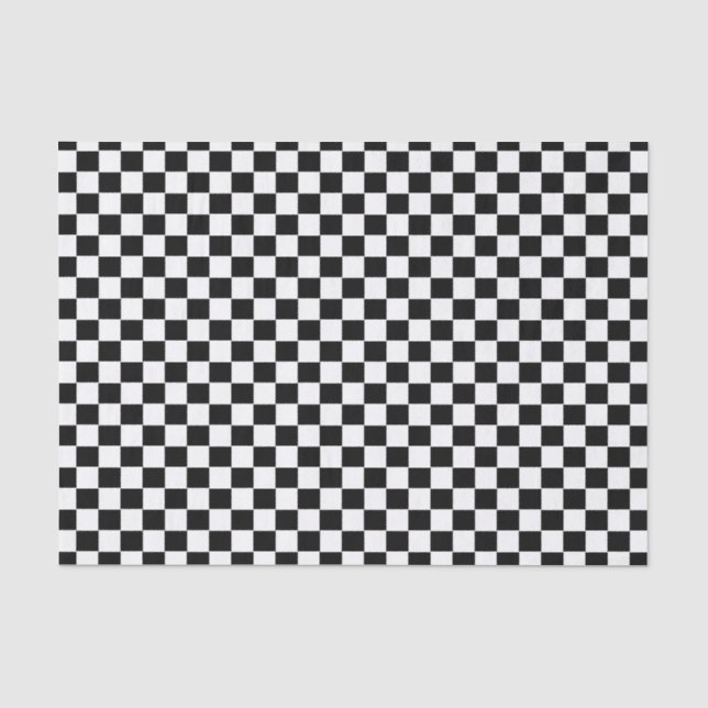 Chic Modern Black White Checks Chequered Gift Wrap Tissue Paper (Front)