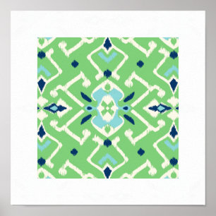 chic modern blue green ikat pattern tribal print