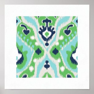 chic modern blue green ikat pattern tribal print