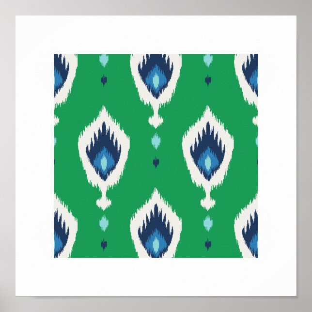 chic modern blue green ikat pattern tribal print (Front)