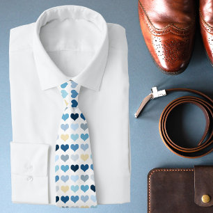 Chic Modern Blue Hearts Valentine's Day Tie
