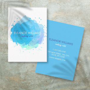 Chic Modern Blue Watercolor Blot Business Card