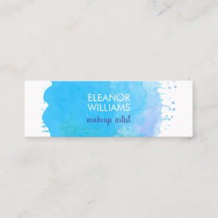 Chic Modern Blue Watercolor Blot Square Mini Business Card