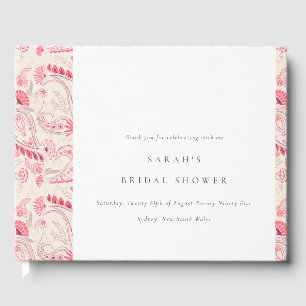 Chic Modern Blush Paisley Typography Bridal Shower Guest Book