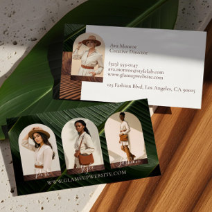 Chic Modern Boho Earthy Fashion Photo Arch Collage Business Card