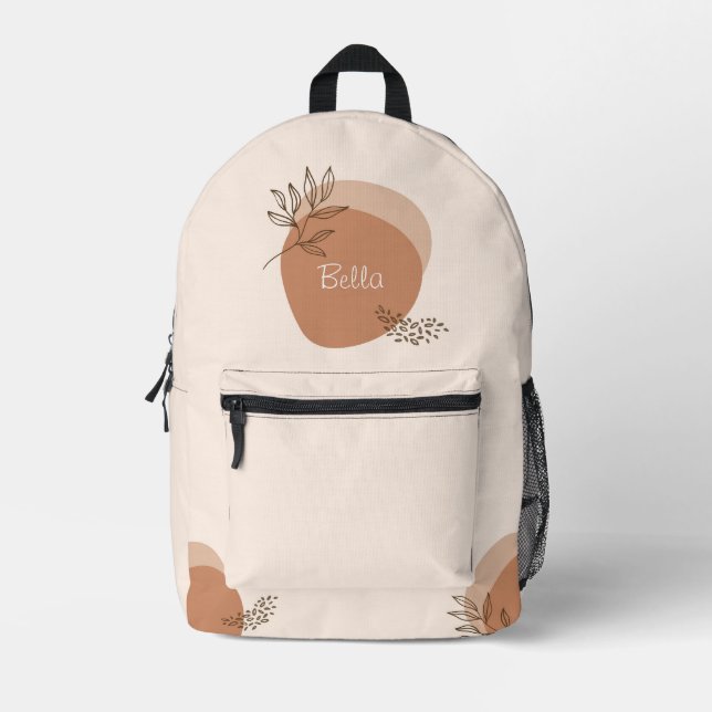 Chic modern boho pink and beige  printed backpack (Front)