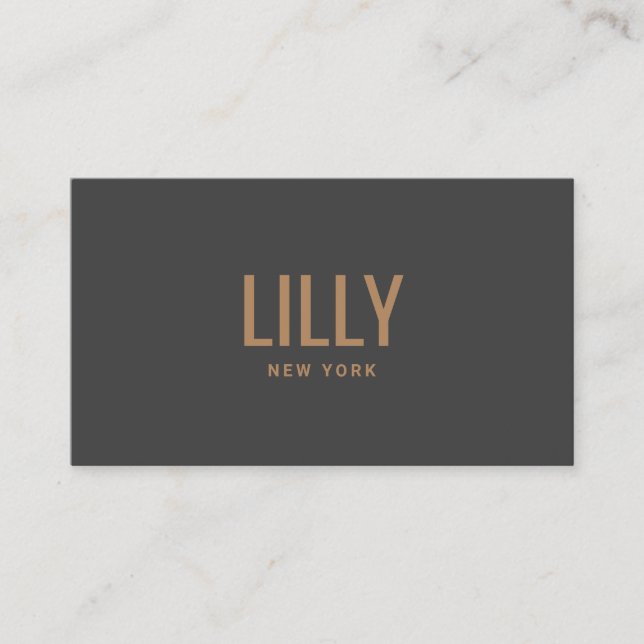 Chic Modern Bold Typography Charcoal Grey Business Card (Front)