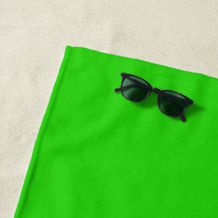 Chic Modern Bright Lime Green White Colour Block Beach Towel