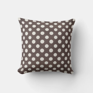 Chic Modern Brown White Polka Dot Pattern Throw Pillow
