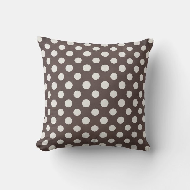 Chic Modern Brown White Polka Dot Pattern Throw Pillow (Front)