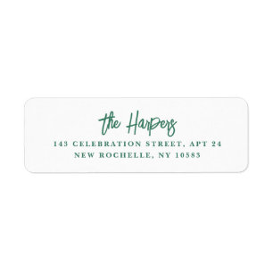 Chic Modern Brush Script Legible Emerald Address