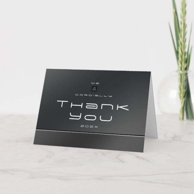 Chic Modern Business Black  Thank You Card (Front)