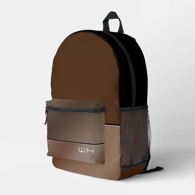 Chic Modern Business Brown Printed Backpack (Back Corner Right)