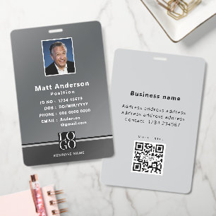 Chic Modern Business ID Silver Grey Black Badge