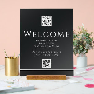 Chic Modern Business Logo Black  Acrylic Sign