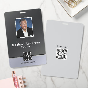 Chic Modern Business Photo Logo Qrcode Black Badge
