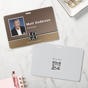 Chic Modern Business Photo Logo Qrcode Brown Badge