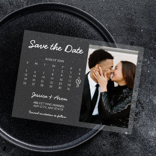 Chic Modern Calendar Photo Save The Date  Acrylic Invitations
