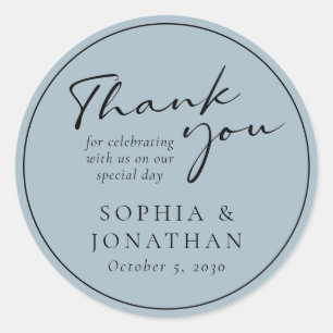 Chic Modern Calligraphy Wedding Favour Thank You Classic Round Sticker
