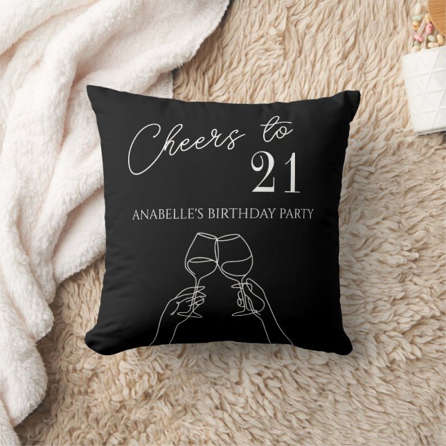 Chic modern cheers to 21st birthday party  throw pillow (Blanket)