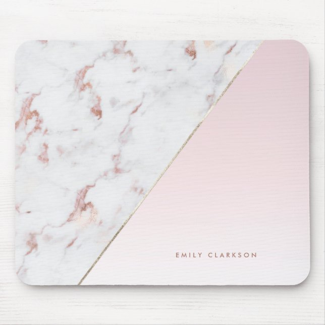Chic Modern Chic Rose Gold Marble and Pink Custom Mouse Pad (Front)