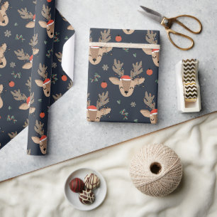 Chic Modern Christmas Holidays Festive Reindeer Wrapping Paper