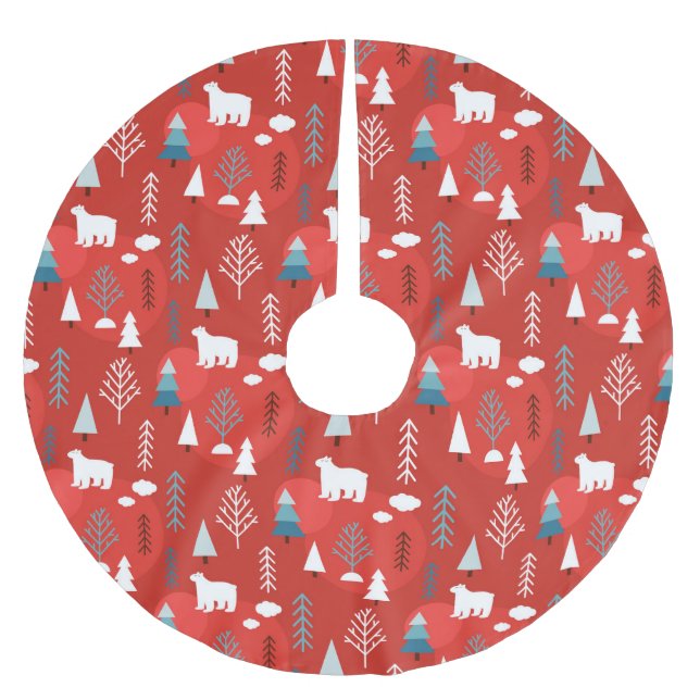 Chic Modern Christmas Holidays Winter Polar Bear Brushed Polyester Tree Skirt (Front)