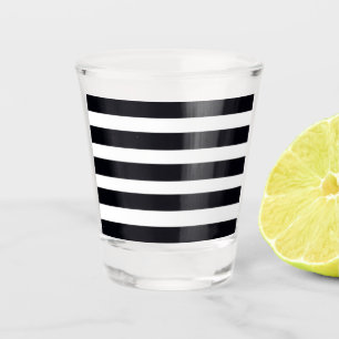 Chic Modern Classic Black And White Striped Cute Shot Glass
