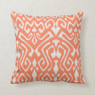 Chic modern colourful orange ikat tribal pattern throw pillow