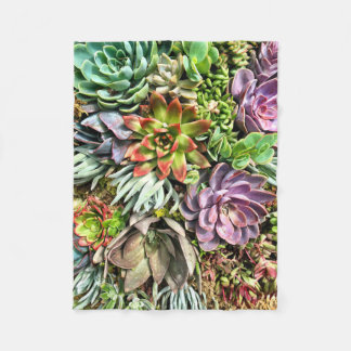 Chic Modern Colourful Succulent photo pattern Fleece Blanket
