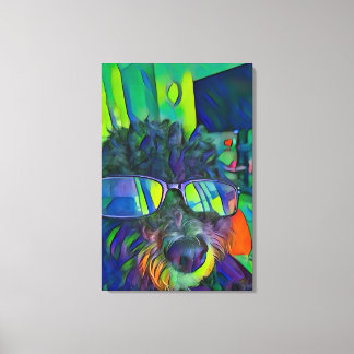 Chic Modern Colourful Vivid Funny Goldendoodle Dog Canvas Print