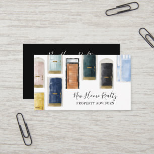 Chic Modern Colourful Watercolor Front Door Patter Business Card